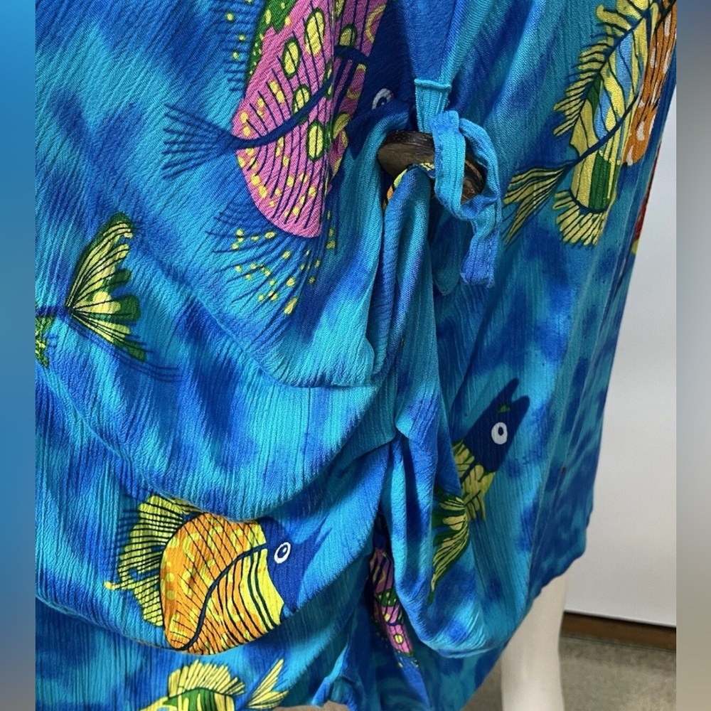 KAKTUS Blue Fish Print Midi Dress - Size L - Picture 6 of 9